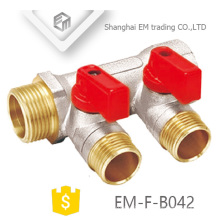 EM-F-B042 Nickel plated brass ball valve 2-way manifold